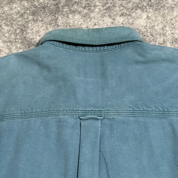 Woolrich CHAMOIS Flannel Shirt Men’s L Blue Work Chore Broken In Button Down - Picture 12 of 14